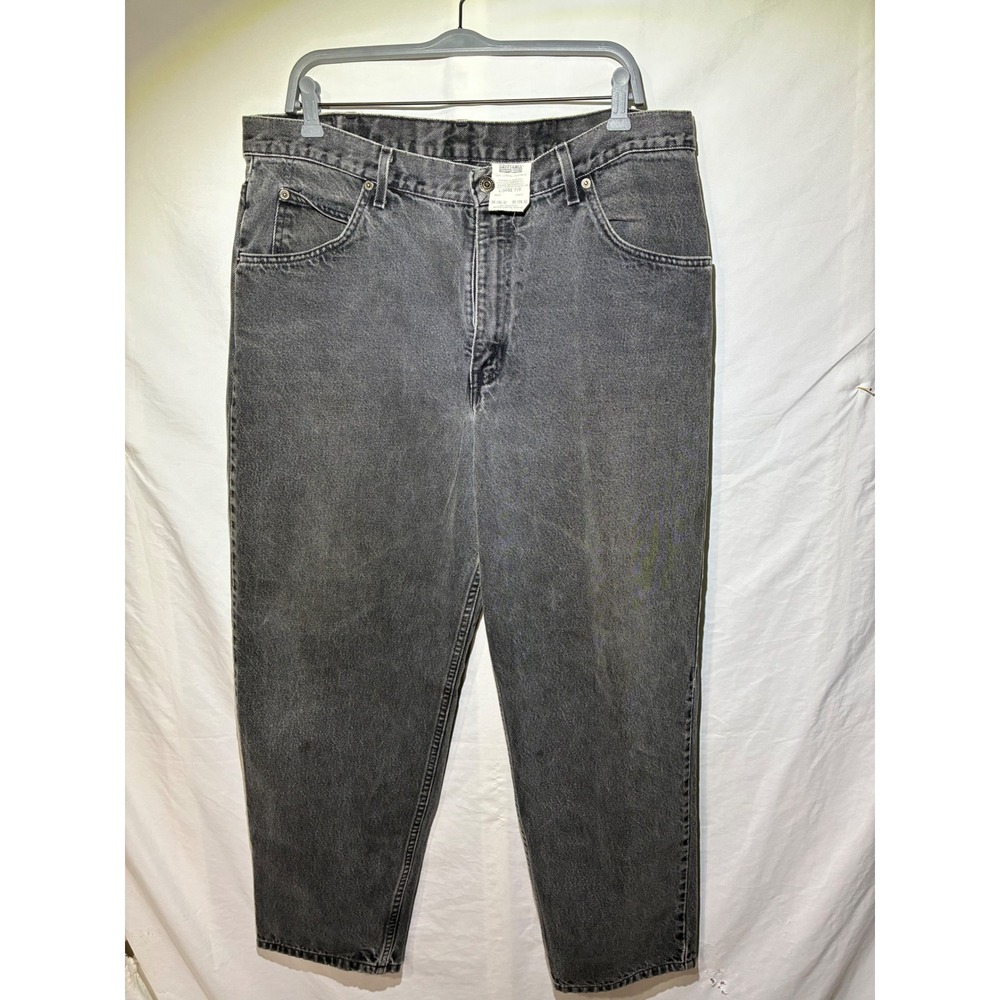 Brittania Mens Loose Fit Jeans Faded Black Denim 38x30 Vintage Style Cotton